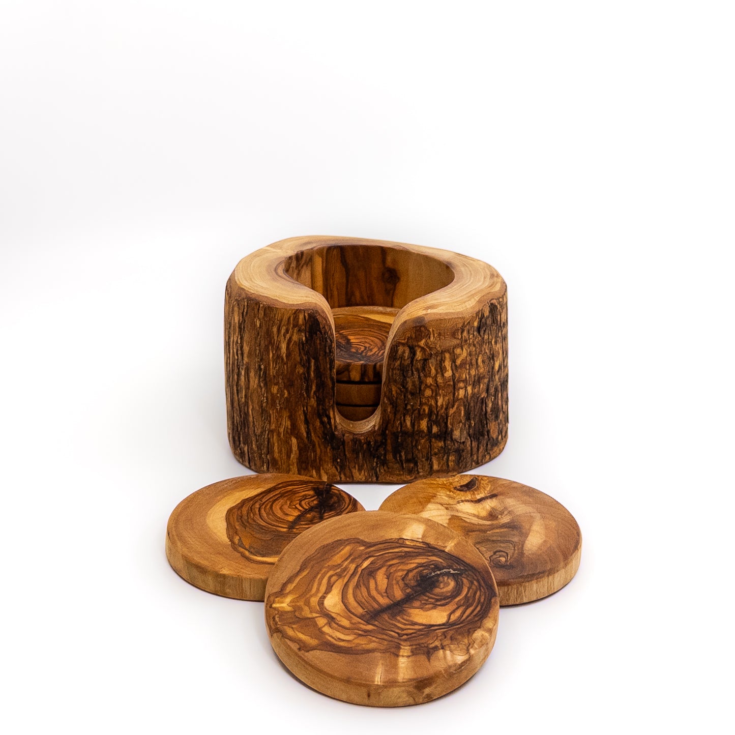 Qartaj Olivewood Bark Coaster Set