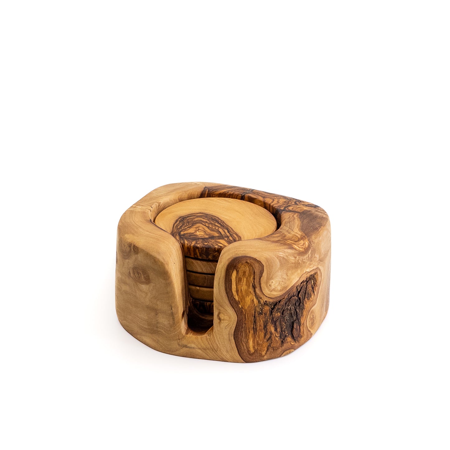 Qartaj Olivewood Bark Coaster Set