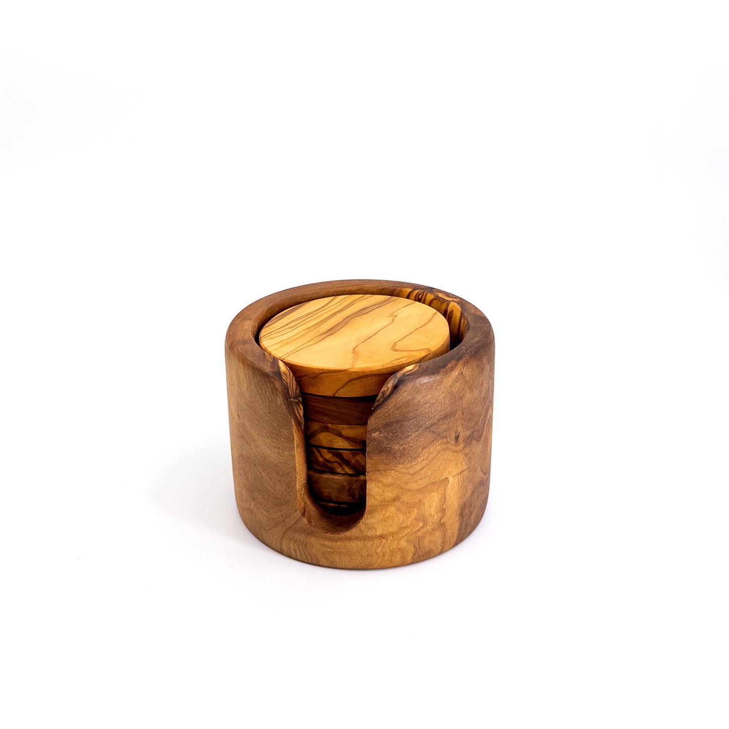 Qartaj Olivewood Round Coaster Set