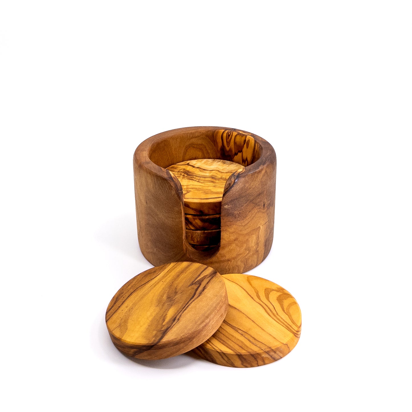 Qartaj Olivewood Round Coaster Set