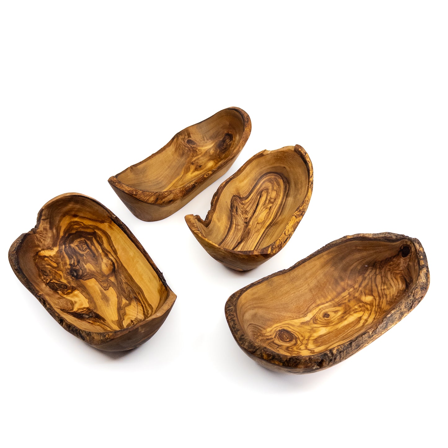 Qartaj Olivewood Bark Edge Snack Bowls (Set of 4)