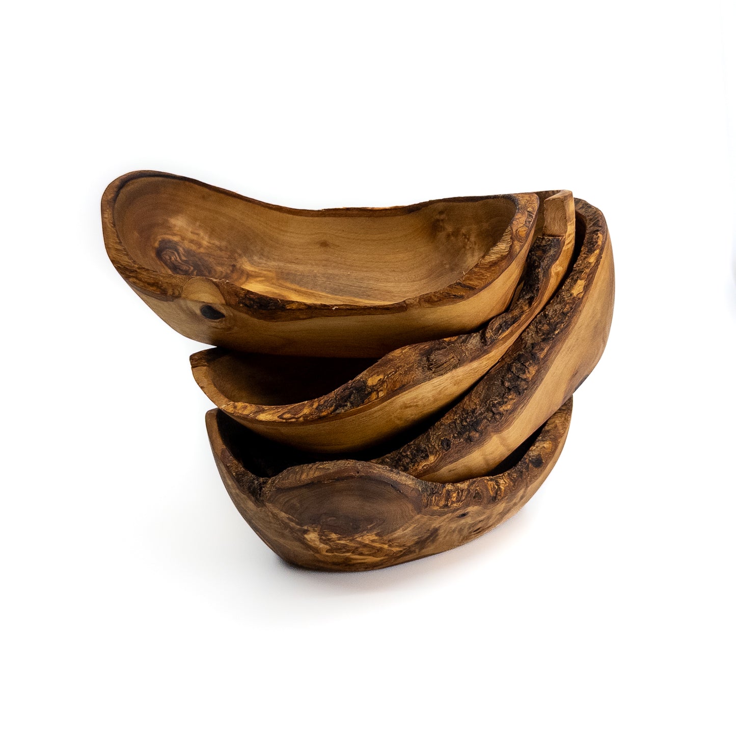 Qartaj Olivewood Bark Edge Snack Bowls (Set of 4)