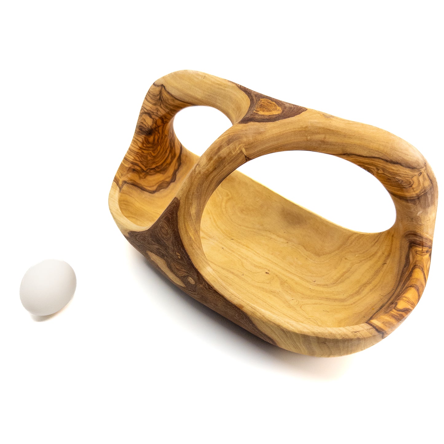 Qartaj Olivewood Fruit Basket with Handle