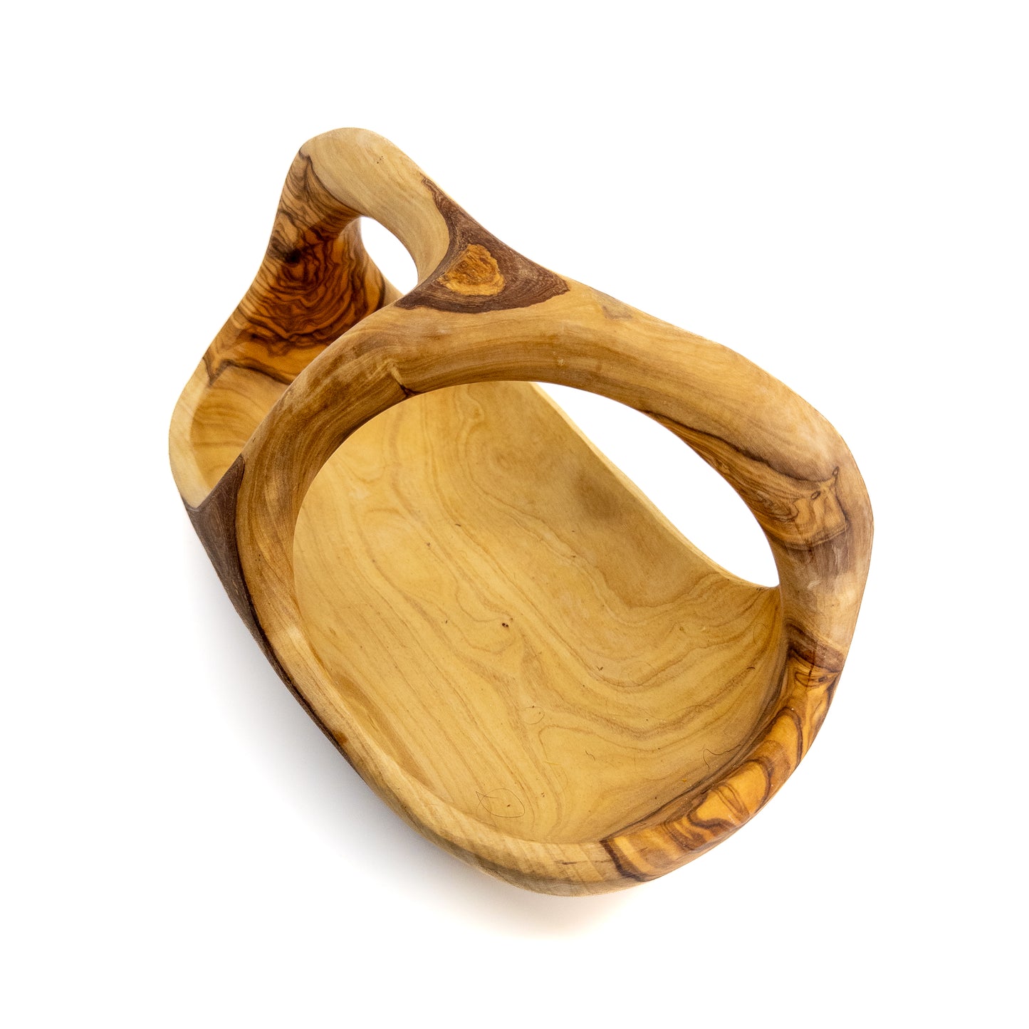 Qartaj Olivewood Fruit Basket with Handle