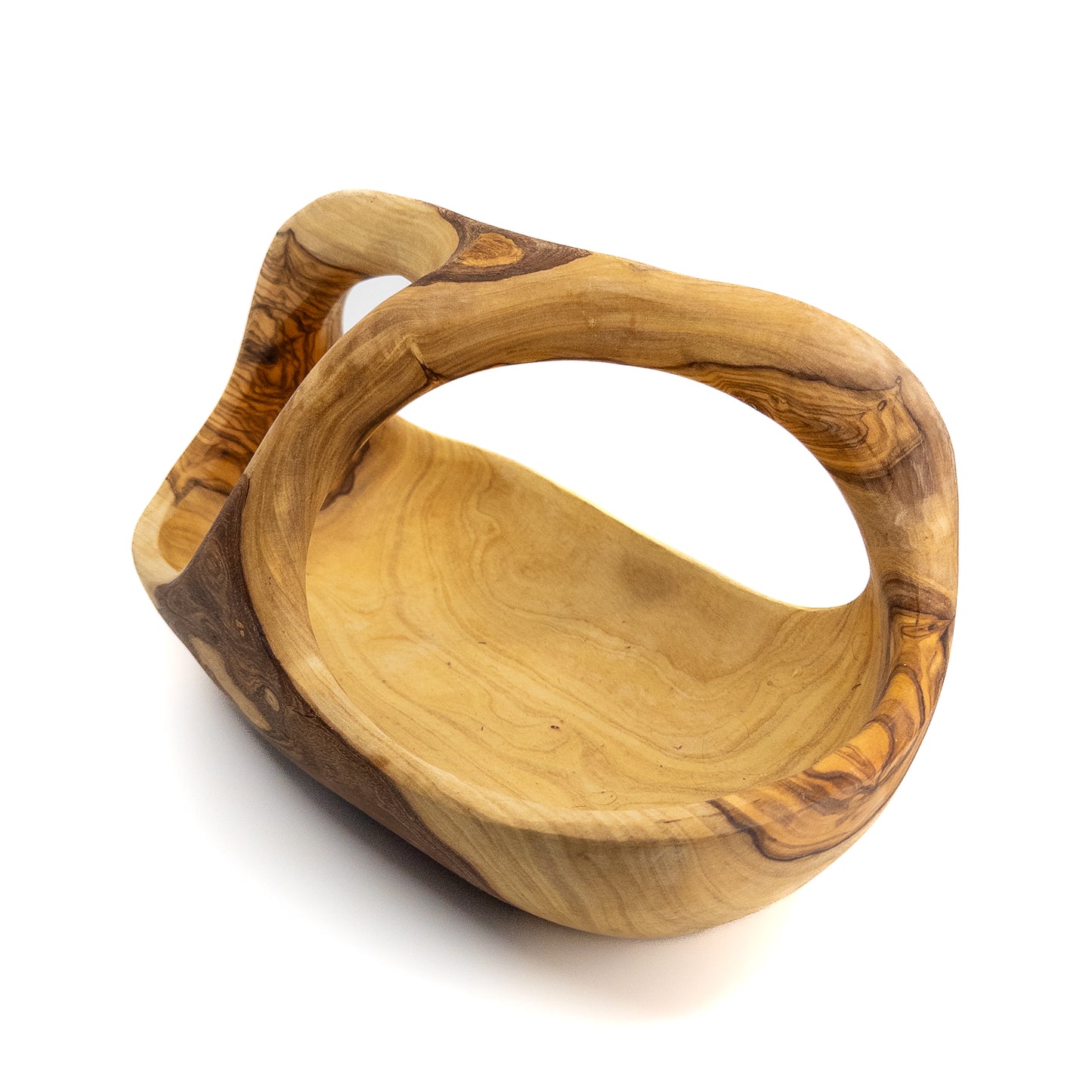 Qartaj Olivewood Fruit Basket with Handle