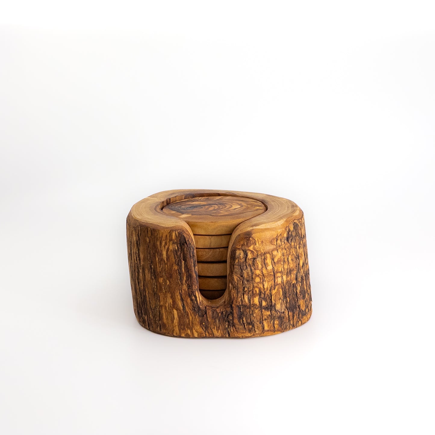 Qartaj Olivewood Bark Coaster Set