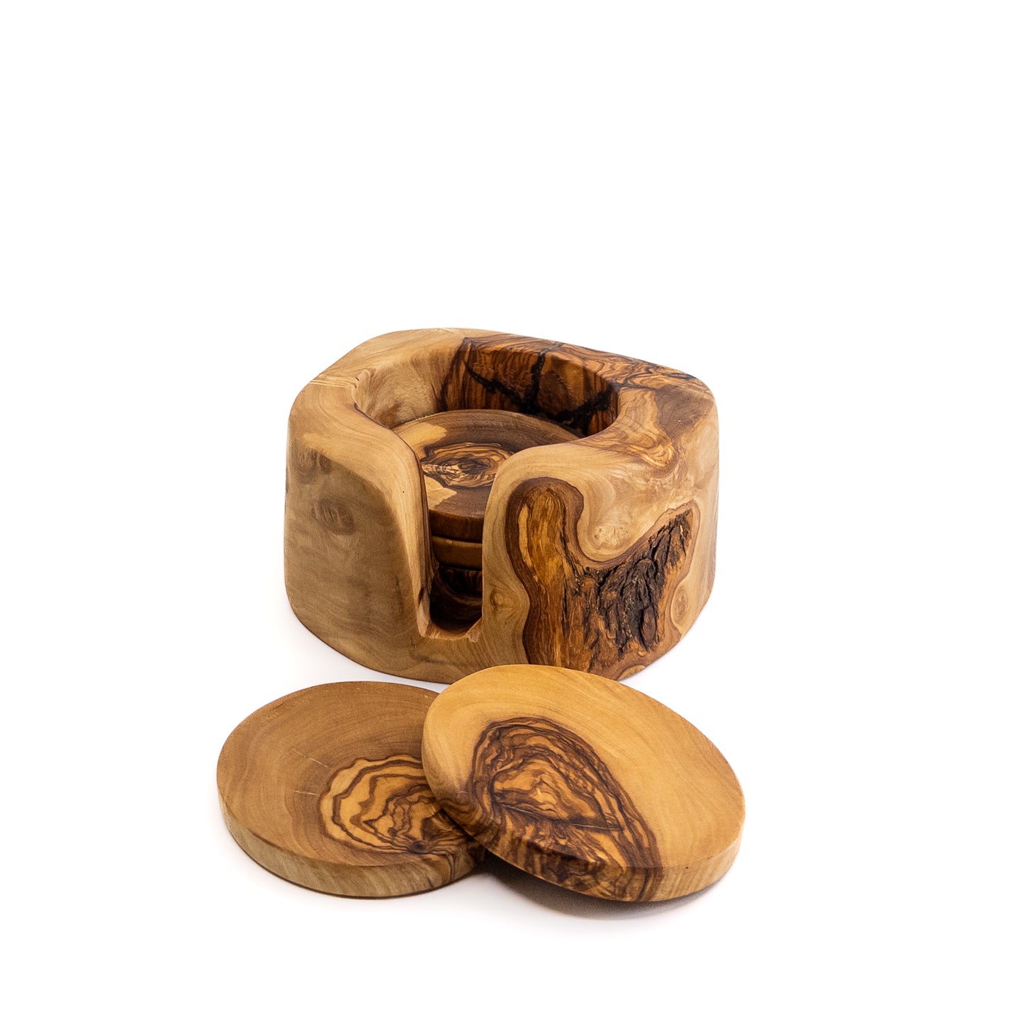 Qartaj Olivewood Bark Coaster Set