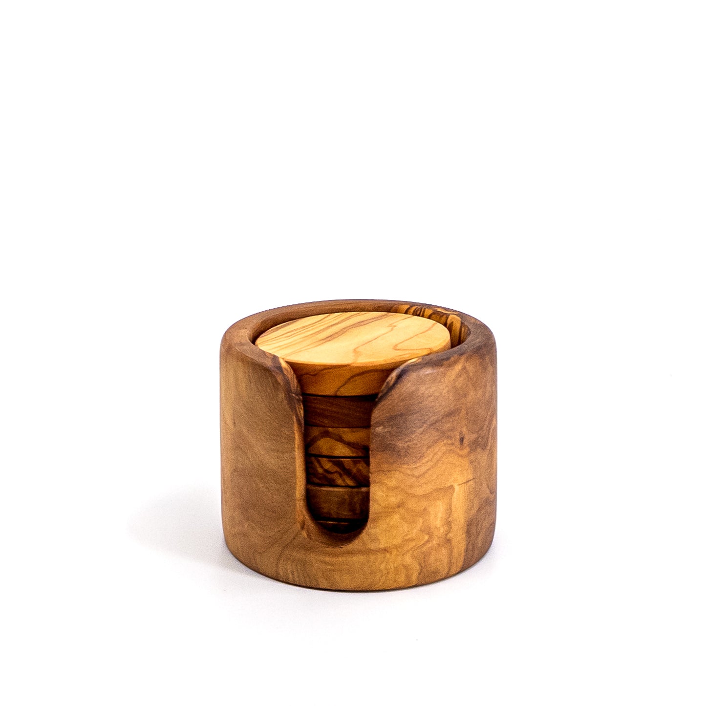 Qartaj Olivewood Round Coaster Set
