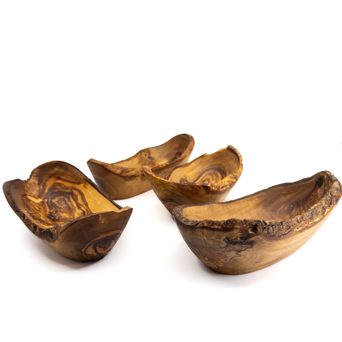 Qartaj Olivewood Bark Edge Snack Bowls (Set of 4)