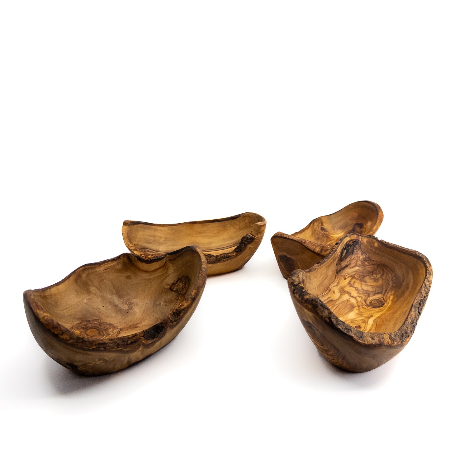 Qartaj Olivewood Bark Edge Snack Bowls (Set of 4)